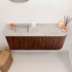 Mondiaz JOYA-DLUX 91.6cm toiletmeubel - ronding rechts kleur Ruby - Wastafel FAYE positie Links 1 kraangat kleur Glace. SW1423570