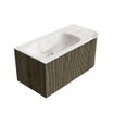Mondiaz KURVE-DLUX Ensemble meuble de salle de bains - 95x46x40cm - 1 tiroir - 1 porte - lavabo solid surface - gauche - 1 trou de robinet - Shadow SW1414326