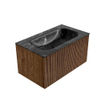 MONDIAZ KURVE-DLUX 80cm Meuble salle de bain - couleur Walnut - 1 tiroir - vasque BIG SMALL centre - sans trou de robinet - couleur Lava SW1137236