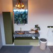 Mondiaz ALAN-DLUX Ensemble de meuble - 120cm - meuble Army mat - 1 tiroir - Lavabo Cloud Lava suspendu - vasque Gauche - 1 trou de robinet SW808497