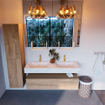 MONDIAZ ALAN - DLUX Badkamermeubelset - 130cm - onderkast - Washed Oak - 1 lade - vrijhangende wastafel - 2 wasbakken - 2 kraangaten - Opalo SW808975
