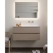 Mondiaz VICA ensemble de meuble de salle de bain - 100cm - meuble sous-vasque fumée - 2 tiroirs - lavabo nuage droite - sans trou de robinet version XL 60cm de haut SW1089782