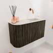 Mondiaz JOYA-DLUX Meuble de toilette - arrondi gauche couleur Shadow - Vasque FAYE position droite Sans trou de robinet couleur Nata. SW1424988