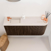 Mondiaz JOYA-DLUX Meuble de toilette 91,6cm - arrondi droit couleur Noyer - Vasque FAYE position Gauche 1 trou de robinet couleur Meli SW1424441