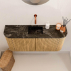 Mondiaz JOYA-DLUX 93.2cm toiletmeubel - ronding links en rechts kleur Oak - Wastafel FAYE positie Midden Zonder kraangat kleur Lava. SW1422101