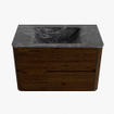 Mondiaz CIRO-DLUX Ensemble de meubles de salle de bains - 80x45x50cm - lavabo solid surface Lava - 1 vasque centrale - sans trous de robinet - 2 tiroirs - Noyer SW1530160