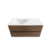 MONDIAZ VICA Badkamermeubelset - 100x50cm - 2 lades - Mocha - wastafel CLOUD links - zonder kraangat - Talc SW1223267