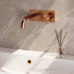 BRAUER Copper Edition Wastafelmengkraan inbouw - gebogen uitloop links - hendel kort smal - inclusief inbouwdeel - afdekplaat - model B 1 - PVD - geborsteld koper SW374458