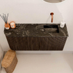 Mondiaz JOYA-DLUX 91.6cm toiletmeubel - ronding links kleur Walnut - Wastafel FAYE positie Rechts Zonder kraangat kleur Lava. SW1422458