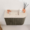 Mondiaz JOYA-DLUX 51.6cm toiletmeubel - ronding rechts kleur Shadow - Wastafel FAYE positie Links 1 kraangat kleur Frappe. SW1422691