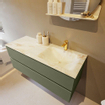 Mondiaz VICA-DLUX ensemble de meuble de salle de bain - 120cm - meuble sous-vasque armée - 2 tiroirs - lavabo encastré nuage droite - 1 trou de robinet - version haute de 60cm - frape SW1088711