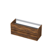 INK Wastafelonderkast - 120x45x52cm - 2 lades - greeploos - met houten keerlijst - MFC - Noten SW207416