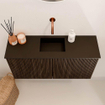 Mondiaz JOYA 80cm meuble de salle de bains - couleur Walnut - Vasque FAYE position Milieu Sans trou de robinet couleur Urban. SW1421343