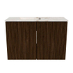 Mondiaz JOYA-DLUX 60cm meuble de salle de bains - couleur Walnut - Vasque FAYE position Gauche 1 trou de robinet couleur Frappe. SW1422282