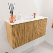 Mondiaz JOYA 80cm toiletmeubel - kleur Oak - Wastafel FAYE positie Midden 1 kraangat kleur Talc. SW1421111