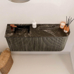 Mondiaz JOYA-DLUX 91.6cm toiletmeubel - ronding rechts kleur Shadow - Wastafel FAYE positie Links 1 kraangat kleur Lava. SW1422862