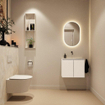 MONDIAZ TURE-DLUX Meuble toilette - 60cm - Talc - EDEN - vasque Ostra - position centrale - sans trou de robinet SW1104644