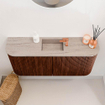 Mondiaz JOYA-DLUX 93.2cm toiletmeubel - ronding links en rechts kleur Ruby - Wastafel FAYE positie Midden 1 kraangat kleur Saba. SW1425631