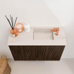 Mondiaz JOYA-DLUX Meuble de toilette 60cm - couleur Walnut - Vasque FAYE position Droite 1 trou de robinet couleur Meli. SW1424416
