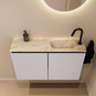 MONDIAZ TURE-DLUX meuble WC 80 cm Cale. EDEN lavabo Frappe position droite. Avec 1 trou de robinet. SW1102703