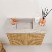Mondiaz JOYA-DLUX 50cm toiletmeubel - kleur Oak - Wastafel FAYE positie Links 1 kraangat kleur Glace. SW1421936