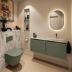 MONDIAZ TURE-DLUX Meuble de toilettes 120cm Army. Lavabo EDEN Glace position droite. Sans trou de robinet. SW1103168