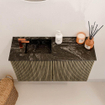 Mondiaz JOYA-DLUX 70cm toiletmeubel - kleur Dusk - Wastafel FAYE positie Links 1 kraangat kleur Lava. SW1423225