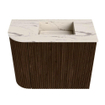 Mondiaz JOYA-DLUX Meuble de toilette 51,6cm - arrondi gauche couleur Noyer - Vasque FAYE position Droite Sans trou de robinet couleur Nata. SW1424501