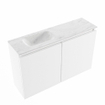 MONDIAZ TURE-DLUX Meuble toilette - 80cm - Talc - EDEN - vasque Opalo - position gauche - sans trou de robinet SW1104140