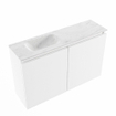 MONDIAZ TURE-DLUX Meuble WC 80 cm Talc. EDEN lavabo Opalo position gauche. Sans trou de robinet. SW1104140