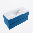 Mondiaz VICA Ensemble de meuble de salle de bain - 100cm - meuble sous-vasque jeans - 2 tiroirs - lavabo denia milieu - 1 trou de robinet - version haute de 60cm - blanc brillant SW1080259