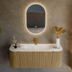 Mondiaz KURVE Ensemble de meuble salle de bain - 120x46x40cm - 1 tiroir - 2 portes - lavabo en solid surface - milieu - 1 trou de robinet - Dusk SW1414756