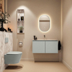 MONDIAZ TURE-DLUX Meuble toilette - 100cm - Greey - EDEN - vasque Glace - position centrale - sans trou de robinet SW1103298