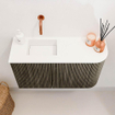 Mondiaz JOYA Meuble de toilettes 71,6 cm - arrondi à droite couleur Shadow - Lavabo FAYE position à gauche sans trou de robinet couleur Talc. SW1421438
