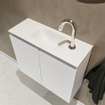 MONDIAZ TURE Kit lave-mains - 60x23x50cm - 1 trou de robinet - 2 portes - talc mat - Lavabo central - Solid Surface Blanc SW474864