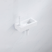 FugaFlow Efficiente Pietra Ensemble de fontaine - 37,5x18,5x9cm - céramique - trou de robinet à gauche - robinet de fontaine blanc mat - bouchon de vidange - siphon abaissé - Blanc brillant SW1442304