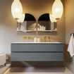 MONDIAZ VICA-DLUX Ensemble meuble de salle de bains - 150cm - meuble bas plata - 2 tiroirs - lavabo encastré cloud double - sans trous de robinet - version haute 60cm - glace SW1088369