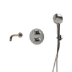 Fortifura Calvi Ensemble robinet de baignoire - bec - 22cm raccourcissable - panneau de commande rond - flexible lisse - douchette ronde - corps encastré - support mural - chrome SW1408671