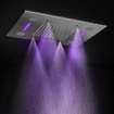 Hotbath Mate douche de tête encastrée 48x63cm rectangulaire avec spray éclairage LED nickel brossé SW74123