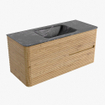 Mondiaz CIRO-DLUX Badkamermeubelset - 110x45x50cm - Solid surface wastafel Lava - 1 wasbak Midden - zonder kraangaten - 2 lades - Oak SW1531075