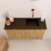 Mondiaz JOYA 70cm meuble de salle de bains WC - couleur Oak - Vasque FAYE position Droite Sans trou de robinet couleur Urban. SW1421205