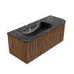 MONDIAZ KURVE-DLUX 115cm Meuble salle de bain avec module 25 D - couleur Walnut - 1 tiroir - 1 porte - vasque BIG SMALL gauche - 1 trou de robinet - couleur Lava SW1137247