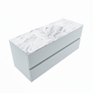 MONDIAZ VICA-DLUX Ensemble meuble de salle de bains - 120cm - meuble sous-vasque clay - 2 tiroirs - lavabo encastré cloud centré - 1 trou de robinet - version haute 60cm - glace SW1088169
