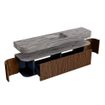 MONDIAZ THOR-DLUX Meuble de salle de bains 190cm arrondi gauche + droite couleur Walnut avec 2 tiroirs et 2 portes. Vasque suspendue CLOUD Milieu 1 trou de robinet couleur Sombra. SW1466710