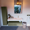 Mondiaz ALAN-DLUX Ensemble de meuble - 120cm - meuble - Army mat - 2 tiroirs - Lavabo Cloud Ostra suspendu - vasque droite - 1 trou de robinet - Beige SW807802
