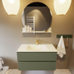 Mondiaz VICA-DLUX Ensemble de meuble de salle de bain - 90cm - meuble sous-vasque armée - 2 tiroirs - lavabo encastré nuage milieu - 1 trou de robinet - version haute de 60cm - opalo SW1086458