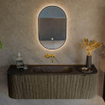 Mondiaz KURVE Ensemble de meuble de salle de bains - 140x46x40cm - 1 tiroir - 2 portes - lavabo solid surface - central - sans trou de robinet - Shadow SW1414201