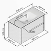 Mondiaz CIRO-DLUX Meuble de salle de bains - 90x45x50cm - Plan vasque solid surface Sombra - 1 vasque au milieu - sans trous de robinet - 2 tiroirs - Chêne SW1531330