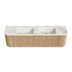 MONDIAZ KURVE-DLUX 170cm Meuble salle de bain avec module 25 G et D - couleur Oak - 1 tiroir - 2 portes - vasque LEAF double - sans trou de robinet - couleur Frappe SW1137391