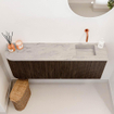 Mondiaz JOYA-DLUX 111.6cm toiletmeubel - ronding links kleur Walnut - Wastafel FAYE positie Rechts Zonder kraangat kleur Glace. SW1422387